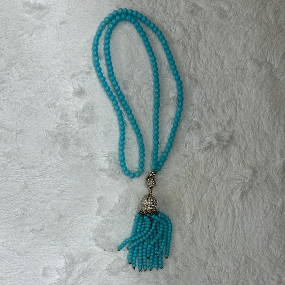 Turquoise Beaded Necklace with Silver Accents - Picture 1 of 4
